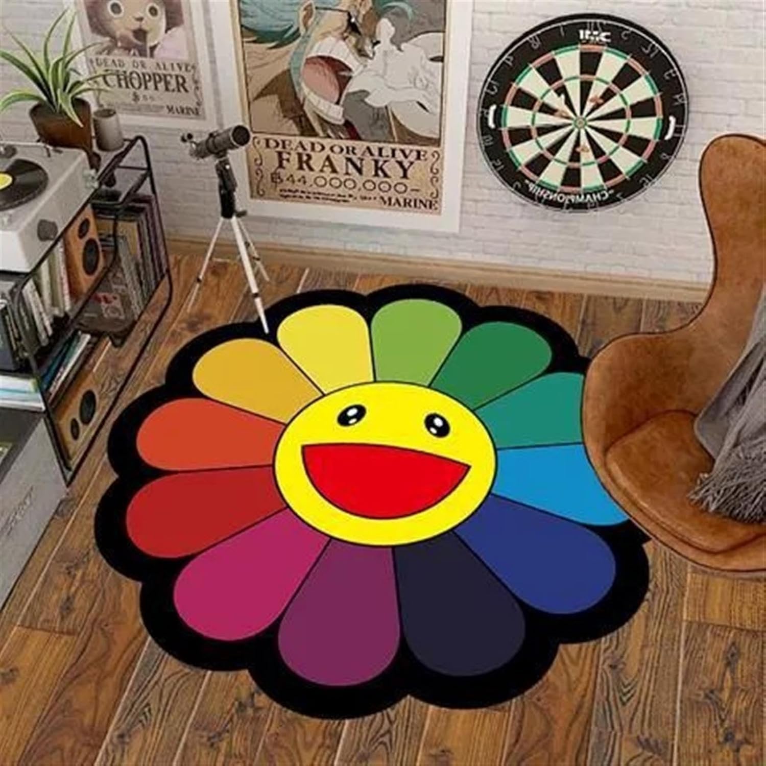Flower Floor Mat / Rainbow × Ecru beige お花 kaikaikiki 村上